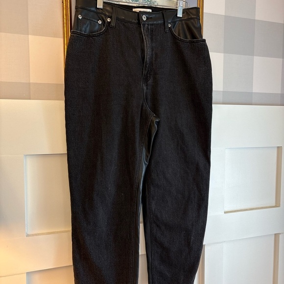 Abercrombie & Fitch Black Jeans with Leather Details Size 31 - Picture 2 of 7